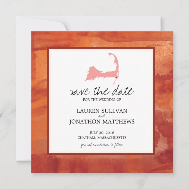 Chatham Cape Cod Ocean Watercolor Save the Date (Front)