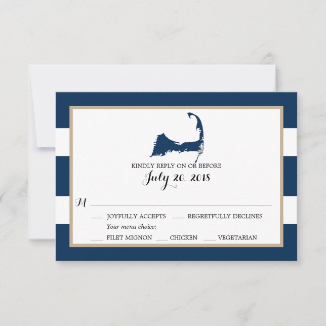 Chatham Cape Cod with heart | Wedding RSVP menu (Front)