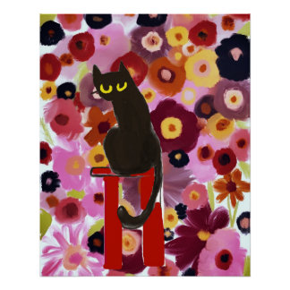 Chaton En Fleurs Poster