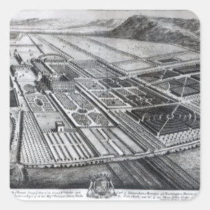 Chatsworth House, engraved by Johannes Kip Square Sticker