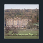 Chatsworth House Magnet<br><div class="desc">A photograph of the stunning Chatsworth House and gardens in Derbyshire, England is featured on this souvenir magnet. The text is customisable or removable. The magnets make an ideal gift, or a personal present to stick on your fridge or filing cabinet. This square magnet is 2" x 2" (5cm x...</div>