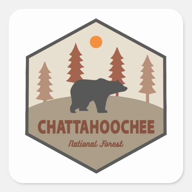 Chattahoochee National Forest Bear Square Sticker (Front)