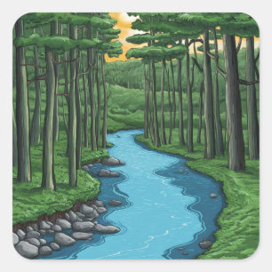 Chattahoochee River Atlanta, Georgia Painting Square Sticker