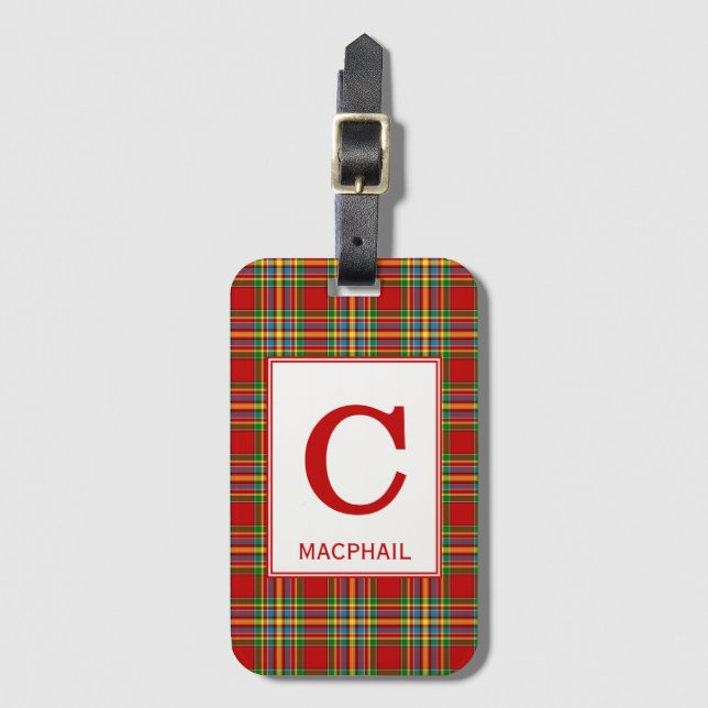 Chattan Tartan Colourful Scottish Plaid Pattern Luggage Tag (Front Vertical)