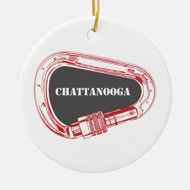 Chattanooga Climbing Carabiner Ceramic Tree Decoration (Front)