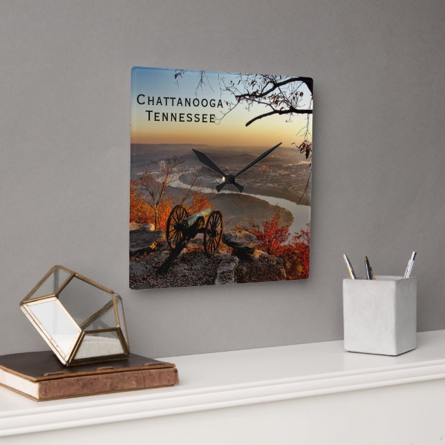 Chattanooga Tennessee from Lookout Mountain Square Square Wall Clock (Office)