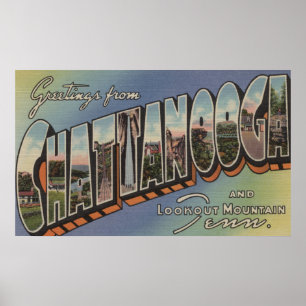 Chattanooga, Tennessee - Large Letter Scenes Poster