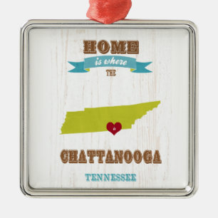 Chattanooga, Tennessee Map – Home Is Where Metal Tree Decoration