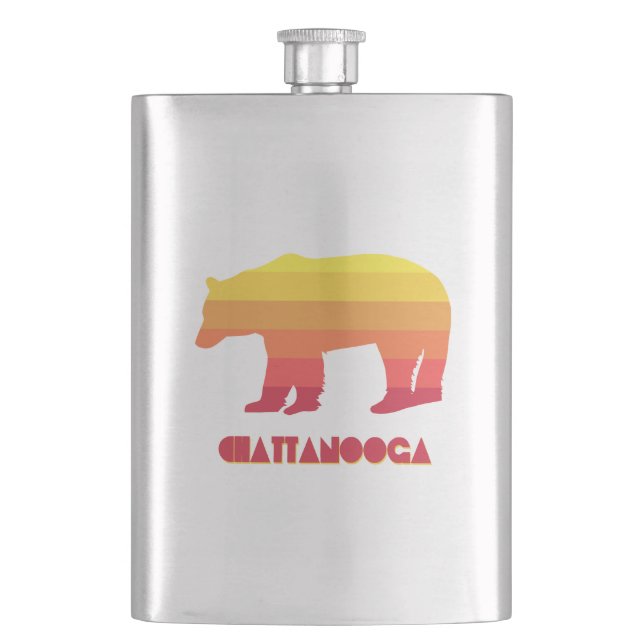 Chattanooga Tennessee Rainbow Bear Hip Flask (Front)