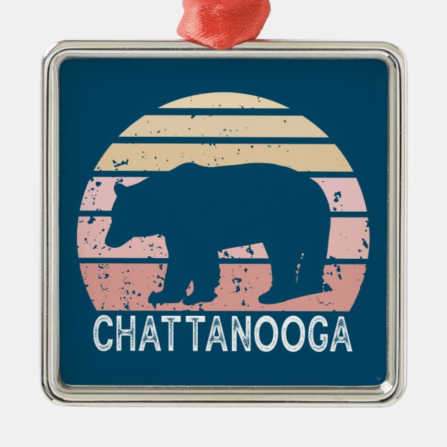Chattanooga Tennessee Retro Bear Metal Tree Decoration (Front)