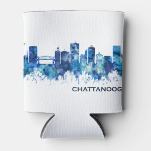 Chattanooga Tennessee Skyline Blue Can Cooler