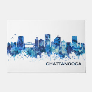 Chattanooga Tennessee Skyline Blue Doormat
