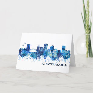 Chattanooga Tennessee Skyline Blue Holiday Card