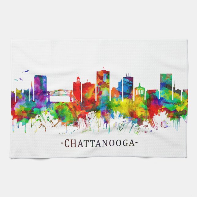 Chattanooga Tennessee Skyline Tea Towel (Horizontal)