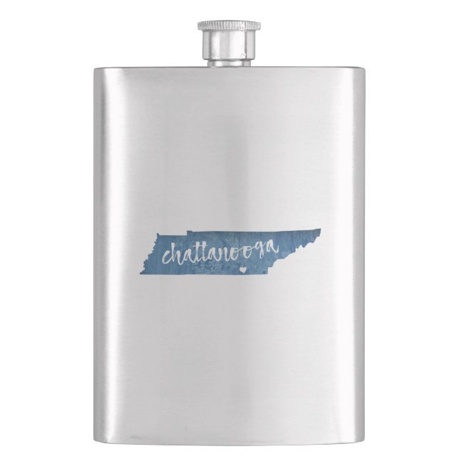 Chattanooga Tennessee Wood Grain Hip Flask (Front)