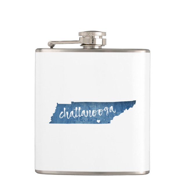 Chattanooga Tennessee Wood Grain Hip Flask (Front)