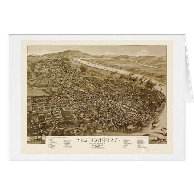 Chattanooga, TN Panoramic Map - 1886 (Front Horizontal)