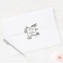 Chattanooga Toile Black and White Envelope Seal