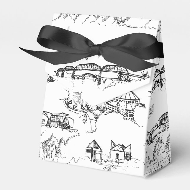 Chattanooga Toile Black and White Favour Box (Front Side)