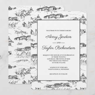 Chattanooga Toile Black and White Invitation