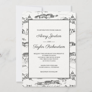 Chattanooga Toile Black and White Invitation