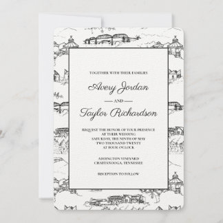 Chattanooga Toile Black and White Invitation
