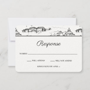 Chattanooga Toile Black and White RSVP Card