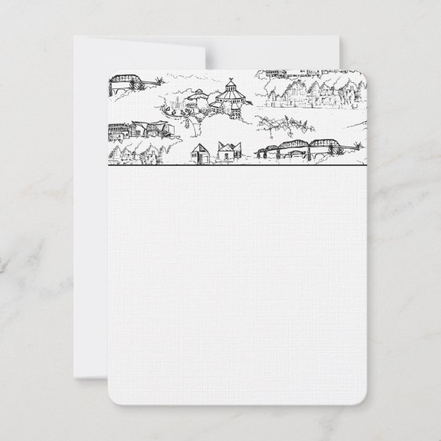 Chattanooga Toile Black and White Thank You Card (Front)