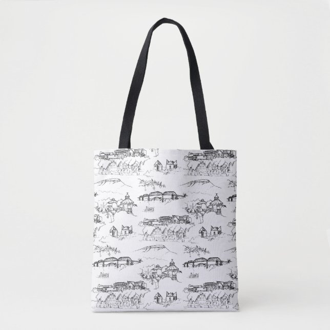Chattanooga Toile Black and White Tote Bag (Front)