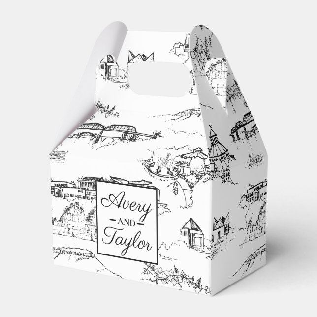 Chattanooga Toile Black and White Wedding Favour Box (Front Side)