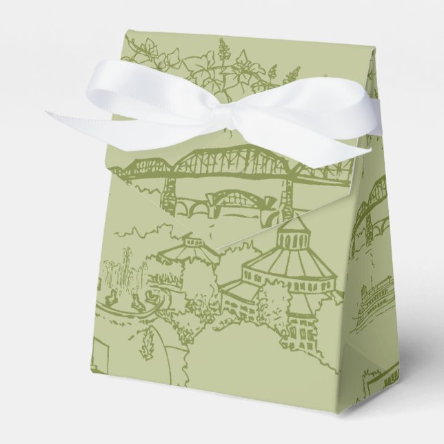 Chattanooga Toile Green Favour Box (Front Side)