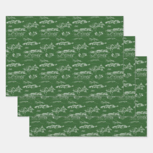 Chattanooga Toile Green Holiday Wrap 3 Sheets
