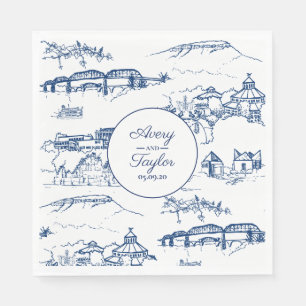Chattanooga Toile Navy and White Bridal Shower Napkin