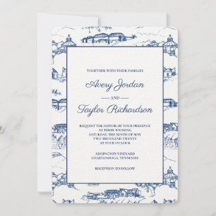Chattanooga Toile Navy and White Invitation
