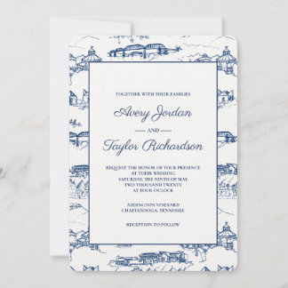 Chattanooga Toile Navy and White Invitation
