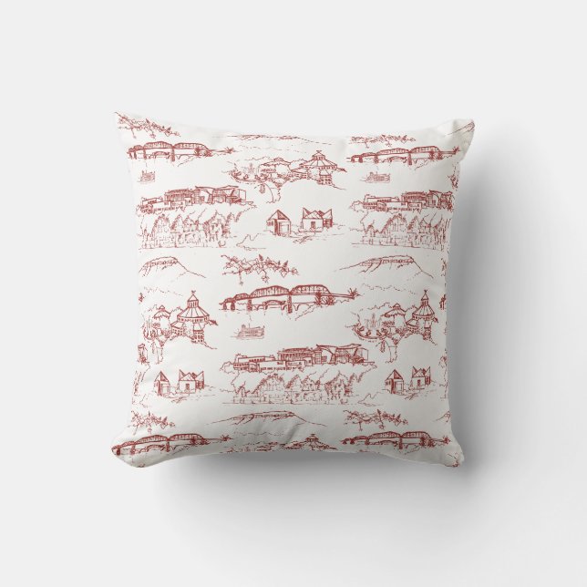 Chattanooga Toile Red and White Cushion (Front)
