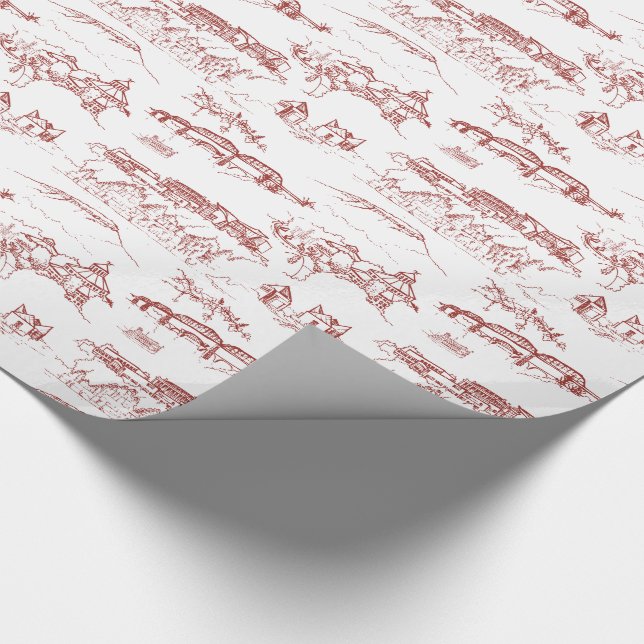 Chattanooga Toile Red Wrapping Paper (Corner)