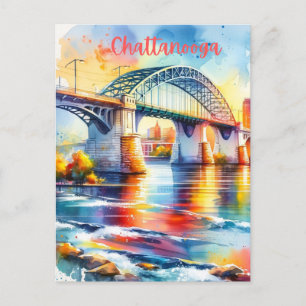 Chattanooga Walnut Street Bridge Watercolor Postcard