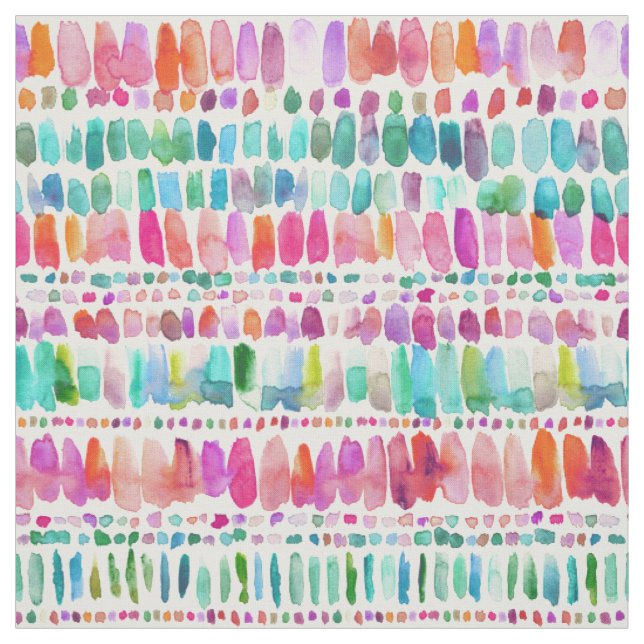 CHATTER Colourful Watercolor Dash Stripes Fabric (Swatch)