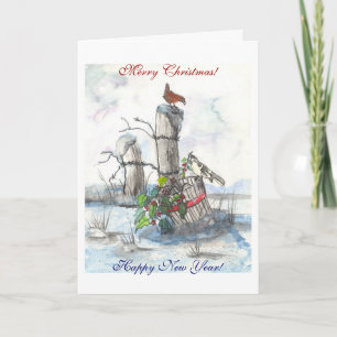 Chatting Birds Christmas Card