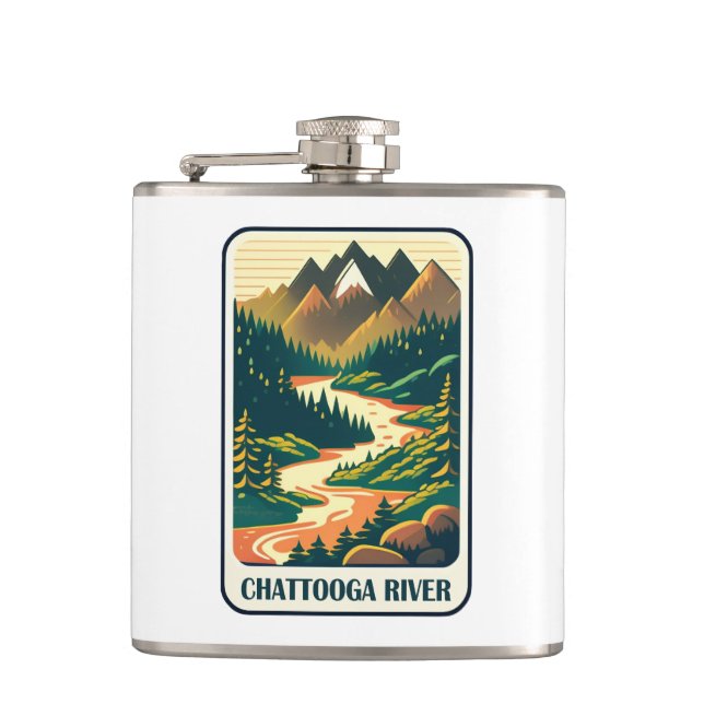 Chattooga River South Carolina Colours Hip Flask (Front)