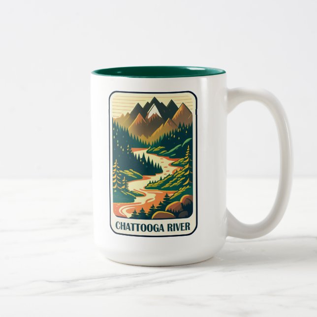 Chattooga River South Carolina Colours Two-Tone Coffee Mug (Right)