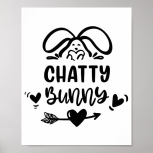 Chatty Bunny Funny Matching Easter Bunny Egg T Shi Poster