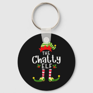Chatty Christmas Elf Matching Pajama X-mas Party Key Ring