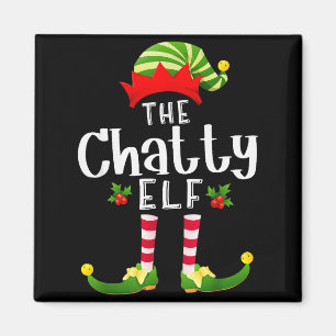 Chatty Christmas Elf Matching Pajama X-mas Party  Magnet