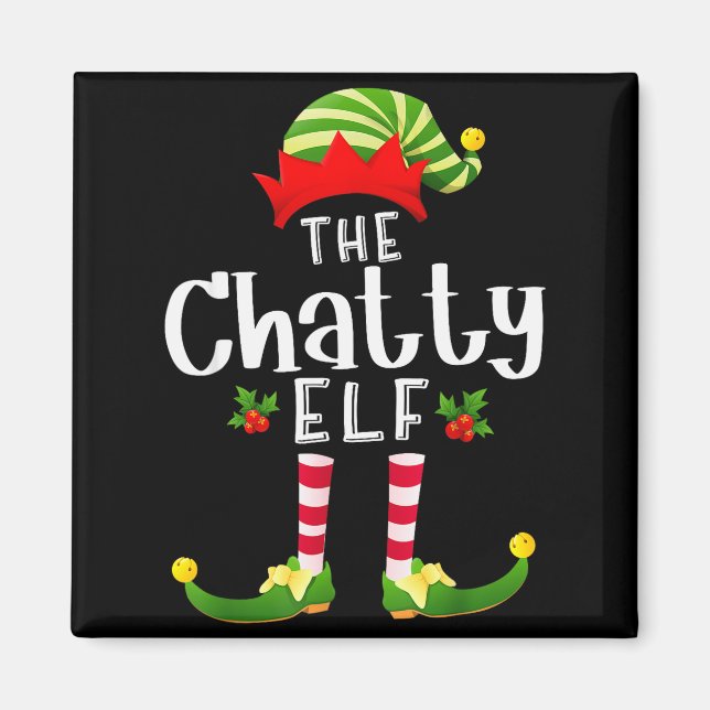 Chatty Christmas Elf Matching Pajama X-mas Party  Magnet (Front)