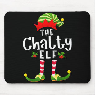 Chatty Christmas Elf Matching Pajama X-mas Party  Mouse Mat