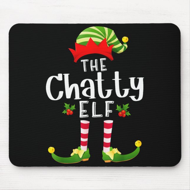 Chatty Christmas Elf Matching Pajama X-mas Party  Mouse Mat (Front)