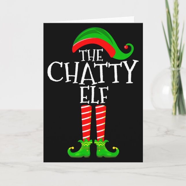 Chatty Elf Funny Matching Family Group Christmas P Card (Front)