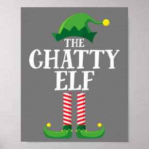 Chatty Elf Matching Family Group Christmas Party Poster